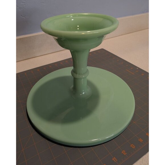 Mosser Glass Jadeite 9 in Pedestal Cake Stand Milk Glass USA decore - Picture 3 of 16